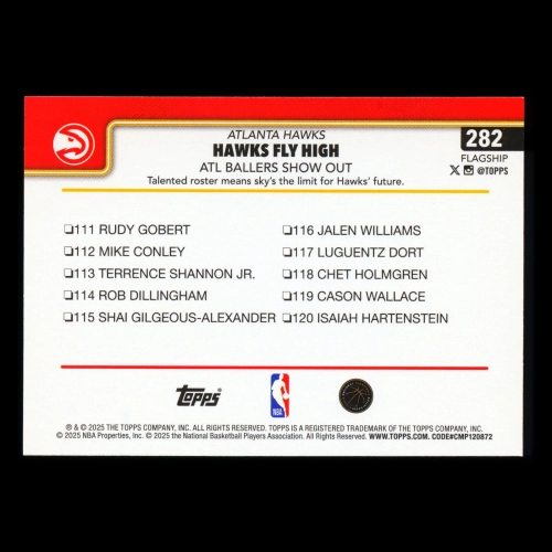 Trae Young 2025-26 Topps Checklist Hawks