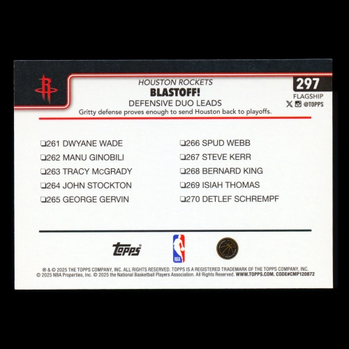 Amen Thompson 2025-26 Topps Checklist Rockets