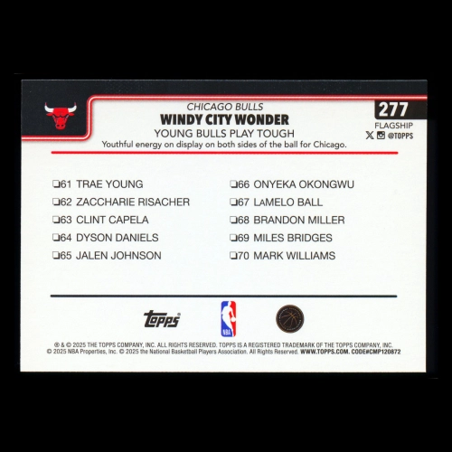 Josh Giddey 2025-26 Topps Checklist Bulls