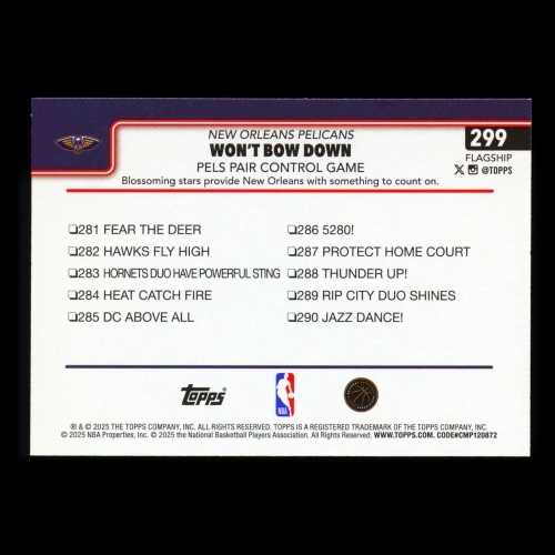 Trey Murphy III 2025-26 Topps Checklist Pelicans