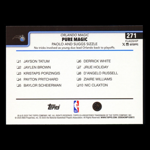 Paolo Banchero 2025-26 Topps Checklist Magic