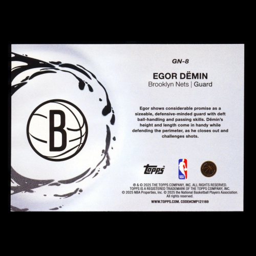 Egor Demin RC 2025-26 Topps Generation Now Rookie Nets