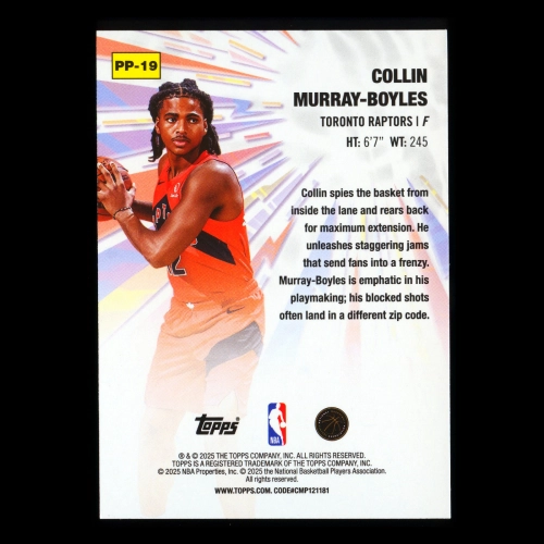 Collin Murray-Boyles 2025-26 Topps Power Players Raptors