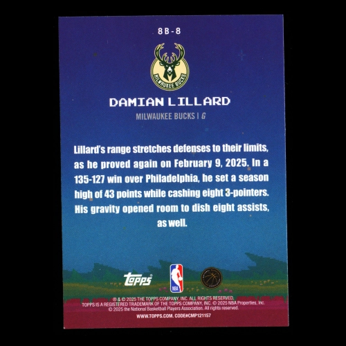 Damian Lillard 2025-26 Topps 8-Bit Ballers Bucks