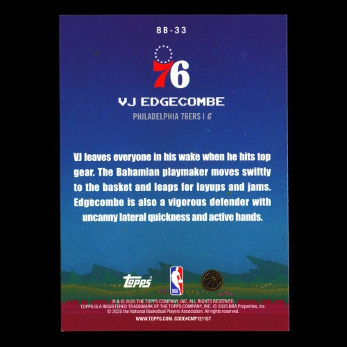 VJ Edgecombe RC 2025-26 Topps 8-Bit Ballers Rookie 76ers