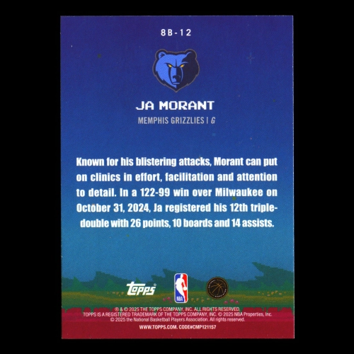 Ja Morant 2025-26 Topps 8-Bit Ballers Grizzlies