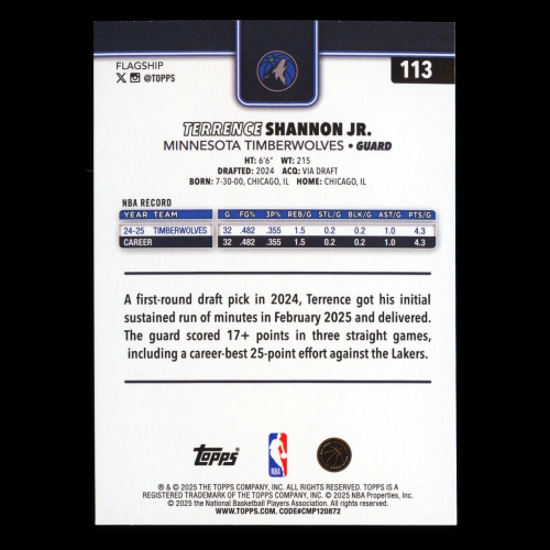 Terrence Shannon Jr. 2025-26 Topps Diamante Timberwolves