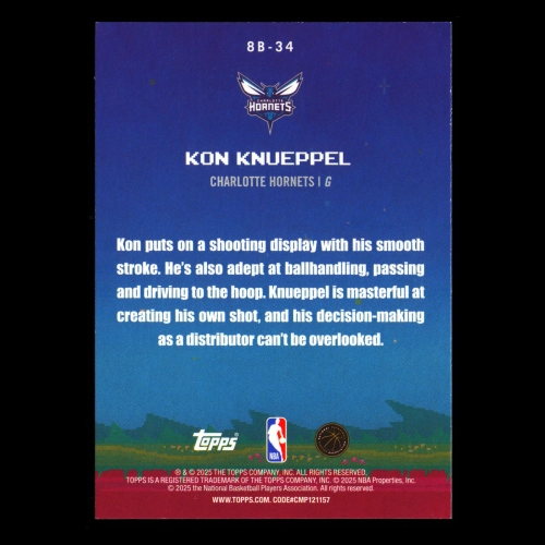 Kon Knueppel RC 2025-26 Topps 8-Bit Ballers Rookie Hornets