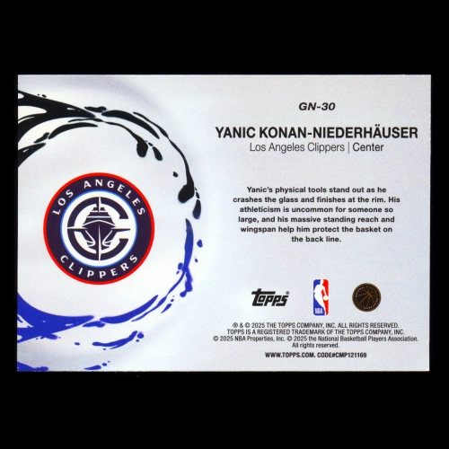 Yanic Konan-Niederhauser RC 2025-26 Topps Generation Now Rookie Clippers