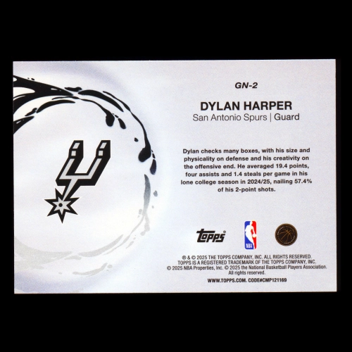 Dylan Harper RC 2025-26 Topps Generation Now Rookie Spurs