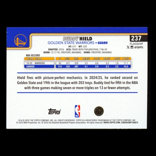 Buddy Hield 2025-26 Topps Diamante Warriors