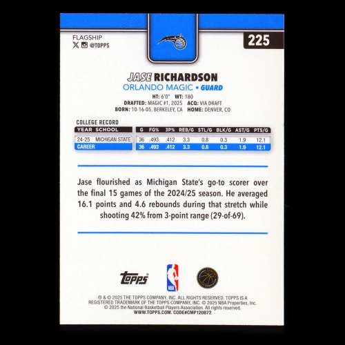 Jase Richardson RC 2025-26 Topps Rookie Magic