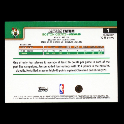 Jayson Tatum 2025-26 Topps Celtics