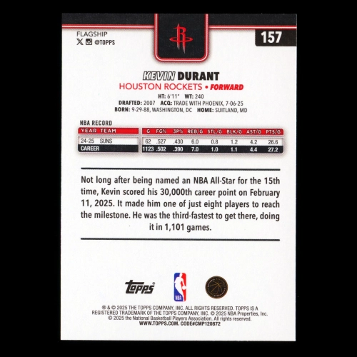 Kevin Durant 2025-26 Topps Rockets