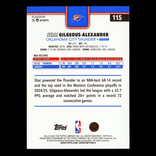 Shai Gilgeous-Alexander 2025-26 Topps Thunder