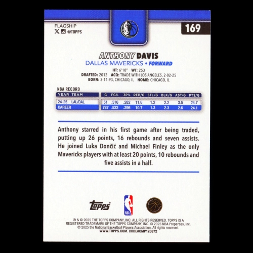 Anthony Davis 2025-26 Topps Mavericks
