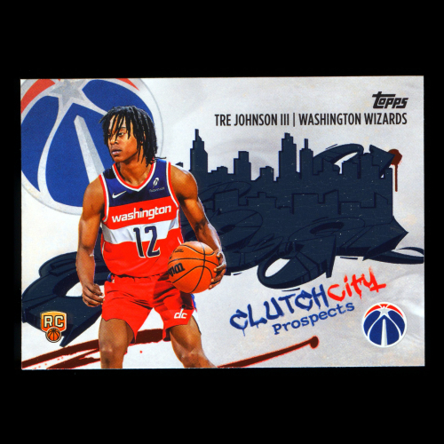 Tre Johnson III RC 2025-26 Topps Clutch City Prospects Rookie Wizards