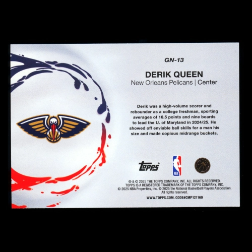 Derik Queen RC 2025-26 Topps Generation Now Rookie Pelicans