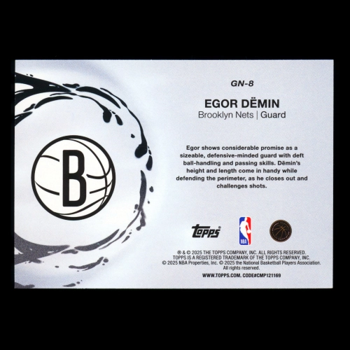 Egor Demin RC 2025-26 Topps Generation Now Rookie Nets