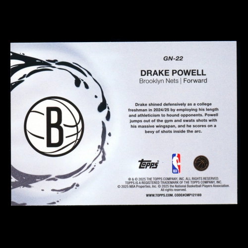 Drake Powell RC 2025-26 Topps Generation Now Rookie Nets