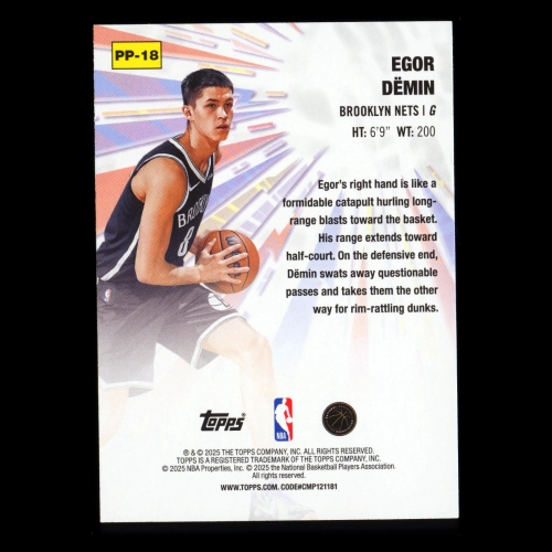 Egor Demin RC 2025-26 Topps Power Players Rookie Nets
