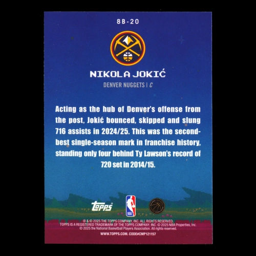 Nikola Jokic 2025-26 Topps 8-Bit Ballers Nuggets