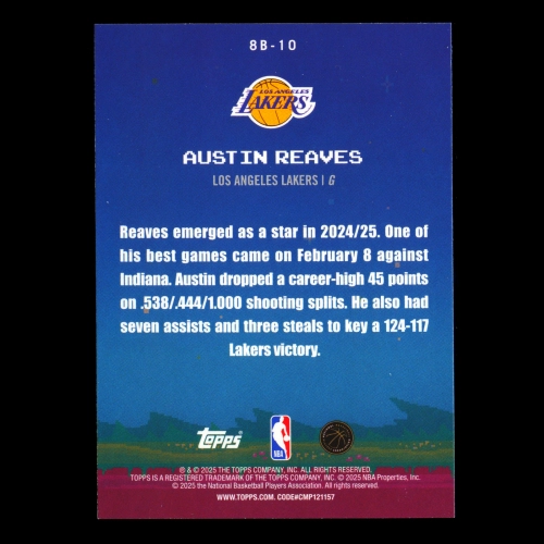 Austin Reaves 2025-26 Topps 8-Bit Ballers Lakers