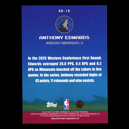 Anthony Edwards 2025-26 Topps 8-Bit Ballers Timberwolves