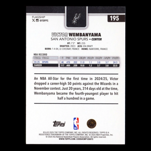 Victor Wembanyama 2025-26 Topps Spurs