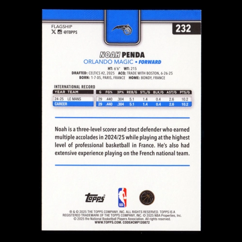 Noah Penda RC 2025-26 Topps Rookie Magic