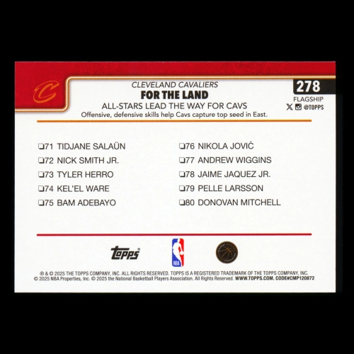 Donovan Mitchell 2025-26 Topps Holo Foil Checklist Cavaliers