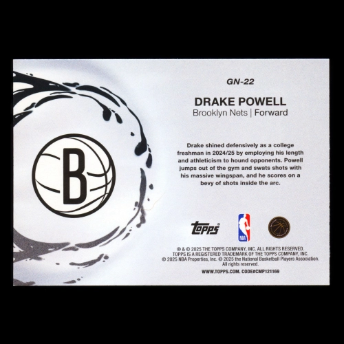 Drake Powell RC 2025-26 Topps Generation Now Rookie Nets