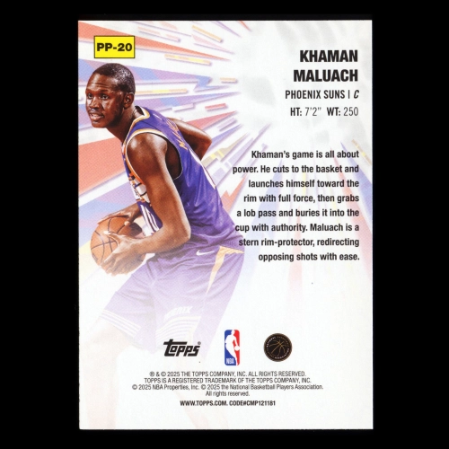 Khaman Maluach RC 2025-26 Topps Power Players Rookie Suns