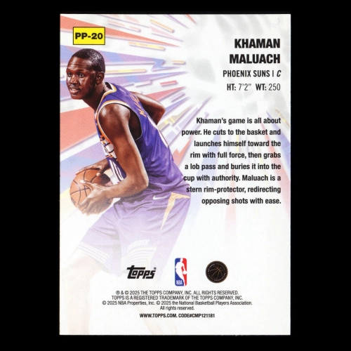 Khaman Maluach RC 2025-26 Topps Power Players Rookie Suns
