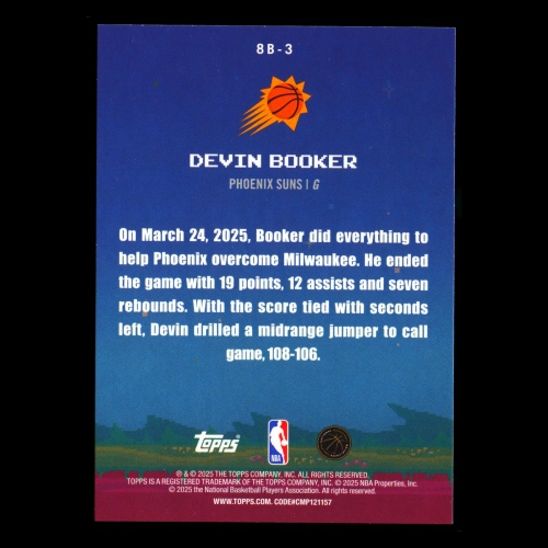 Devin Booker 2025-26 Topps 8-Bit Ballers Holo Foil Suns