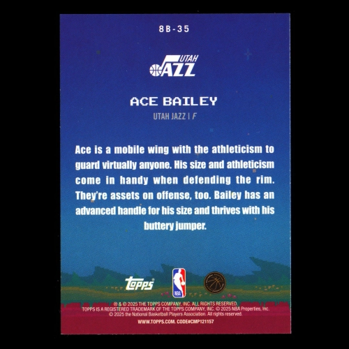 Ace Bailey RC 2025-26 Topps 8-Bit Ballers Rookie Jazz