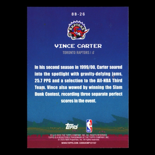 Vince Carter 2025-26 Topps 8-Bit Ballers Raptors