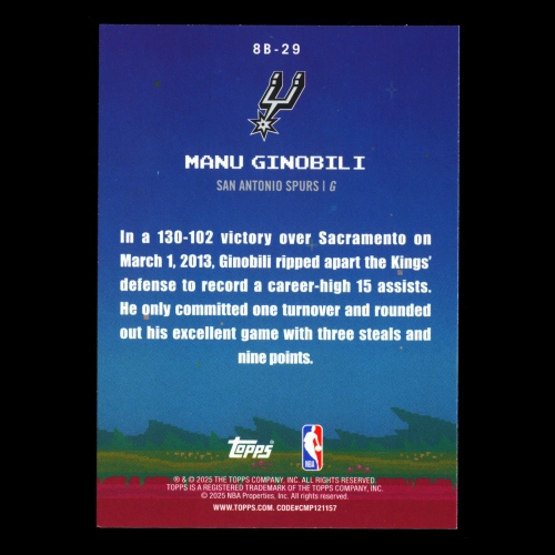 Manu Ginobili 2025-26 Topps 8-Bit Ballers Spurs