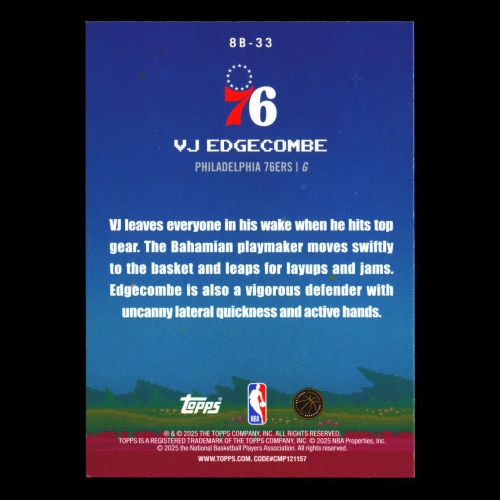VJ Edgecombe RC 2025-26 Topps 8-Bit Ballers Rookie 76ers
