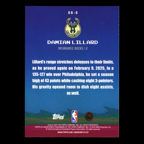 Damian Lillard 2025-26 Topps 8-Bit Ballers Bucks