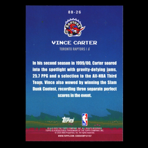 Vince Carter 2025-26 Topps 8-Bit Ballers Raptors