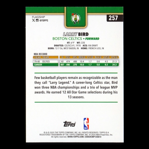 Larry Bird 2025-26 Topps Celtics