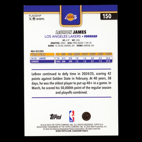 LeBron James 2025-26 Topps Lakers