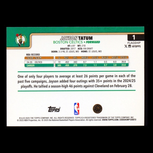Jayson Tatum 2025-26 Topps Celtics