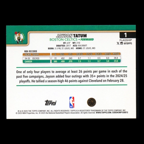 Jayson Tatum 2025-26 Topps Celtics