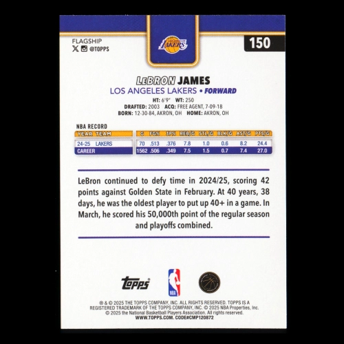 LeBron James 2025-26 Topps Lakers