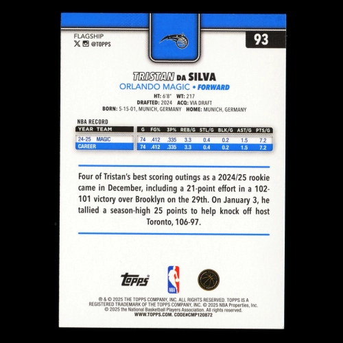 Tristan da Silva 2025-26 Topps Season Tip Off Magic