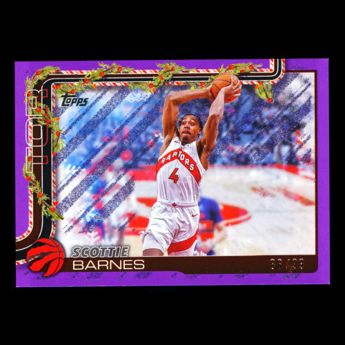 Scottie Barnes 2025-26 Topps Holiday Purple Glitter Holiday Raptors 86/99