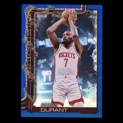 Kevin Durant 2025-26 Topps Holiday Blue Metallic Glitter Holiday Rockets