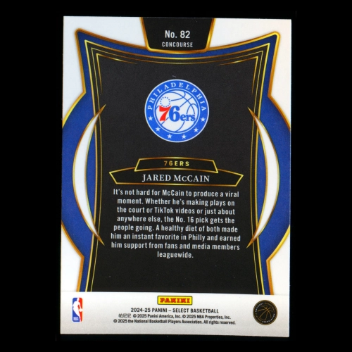 Jared McCain RC 2024-25 Select Blue Rookie 76ers